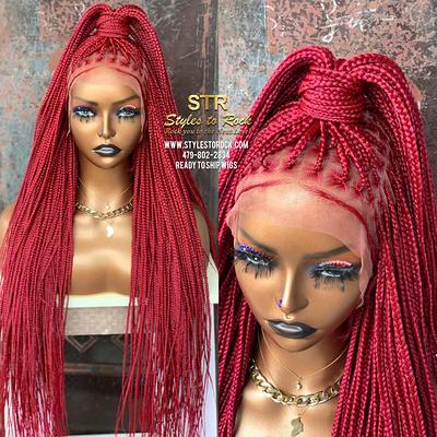 46 Twist Braided Wigs Lace Front Braid Wigs with Baby Hair Embroidery Full  Double Lace Triangle Knotless Twisted Braids Wig for Women Mix Black
