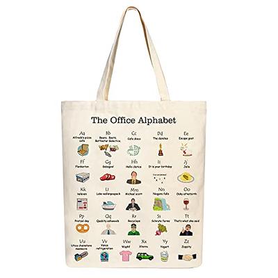 The Office Alphabet Tote Bag The Office TV Show Merchandise Office Fans  Kitchen Gifts Office Theme Bags Presents White