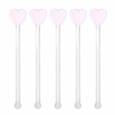 Tofficu Cocktail Drink Stirrers Swizzle Sticks Glass Coffee  Stirrers Flower Shape Stirring Sticks Reusable Stirrers Stir Cocktail Drink  Bar Stick for Coffee Beverage Pink Glass Stir Sticks: Swizzle Sticks