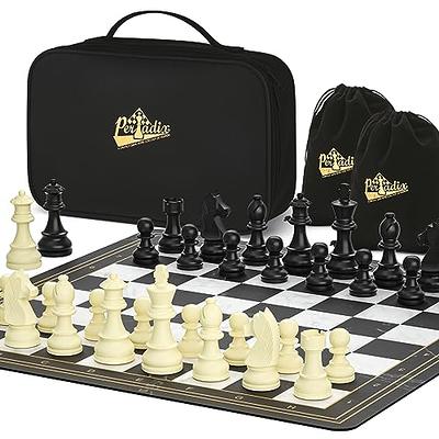 VAMSLOVE Wooden Chess Checkers Game Set 15.5 Large Size Board w/Storage  Drawers, Weighted Chess Pieces - 2 Extra Queens 3 King, Gift for Birthday