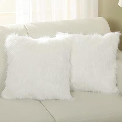 Plush Throw Pillow Covers 20x20 Set Of 2 - Luxury Soft Fluffy