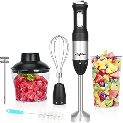 Immersion Blender 7 in 1, 800W Powerful Hand Blender 20-Speed with Ice  Crush Blade, Bracket, Egg Whisk, Milk Frother, 500ML Chopper, 600ML  Beaker,for Smoothie,Baby Food,Soup,Icecream,Puree