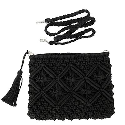 Straw Shoulder Bag Straw Clutch Women Hand-Woven Pompom Straw Crossbody Bag Summer Beach Envelope Purse Wallet