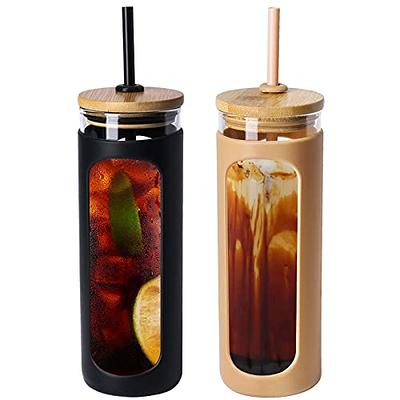 ColoVie Travel Glass Tumbler Cup with Lids and Glass Straws 6pc