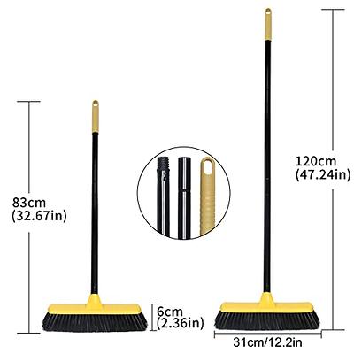 Push Broom with Long Handle, Floor Brush 47.6 inch Soft Bristle Broom 12.2  Wide for Cleaning Bathroom Kitchen Patio Garage Deck Tile - Yahoo Shopping