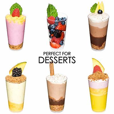 DLux 100 x 2 oz Mini Dessert Cups with Spoons, Square Short - Clear Pl