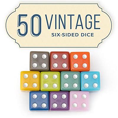 50-Pack Solid 6-Sided Game Dice, 10 Sets of Vintage Colors, 16mm