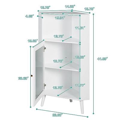 Gymax Bathroom Corner Floor Cabinet Tall Bathroom Storage Cabinet w/ Shelves