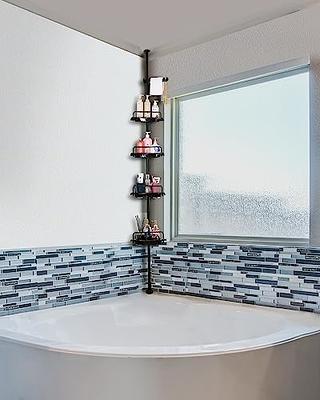 Black 4-Tier Adjustable Shelves Shower Caddy Corner for Bathroom, Bathtub  Storage Organizer for Shampoo Accessories