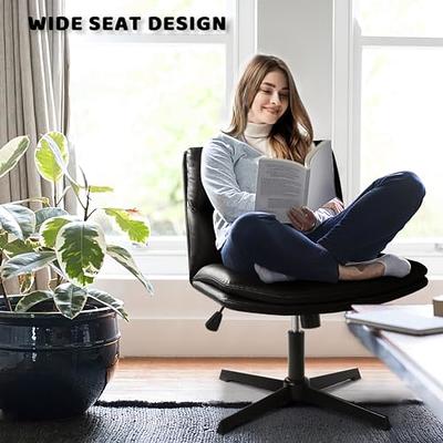 SWEETCRISPY Cross-Legged Chair,No Wheels Armless Swivel Home Office Ch