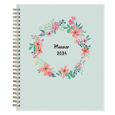 Day Designer 2024 Planner 8.5x11 Weekly/Monthly Frosted Cover Ticking  Stripe Blue