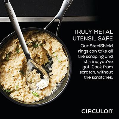 Circulon Stainless Steel Frying Pan/Skillet with Lid and SteelShield Hybrid  Stainless and Nonstick Technology, 12 Inch, Silver