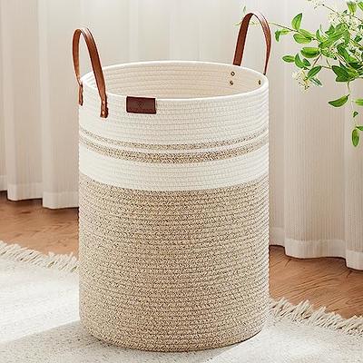 Goodpick Black Woven Rope Laundry Basket, Tall Modern Laundry Hamper for Clothes, Blankets, Toys, Towels, Pillows, Laundry Bin for Living Room