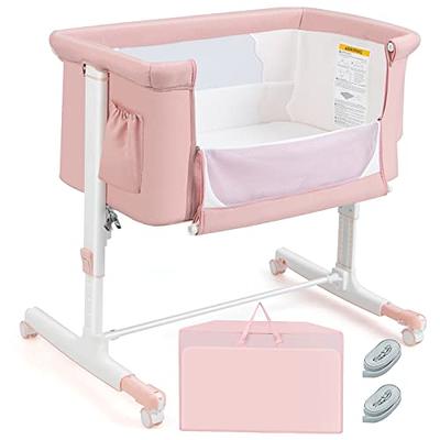 JOYMOR 3 in 1 Baby Bedside Sleeper with Bassinet Portable Folding  Multifunction Crib