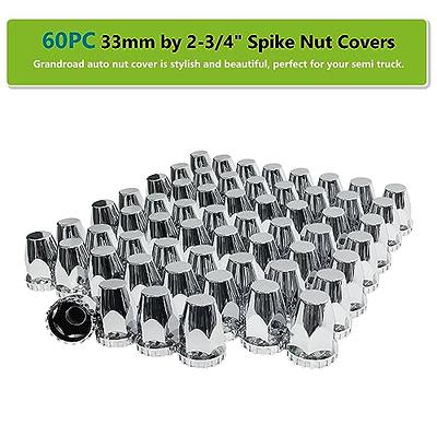 Grandroad auto 60 Pack Flat Top Lug Nut Covers, 33mm by 2-3/4
