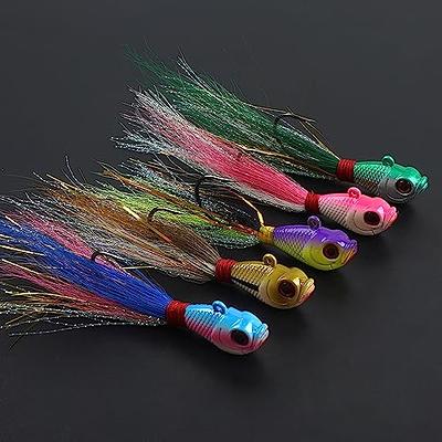 Bucktail Jigs Lure Saltwater Flounder Bass,5pcs Bucktail Jig Hair