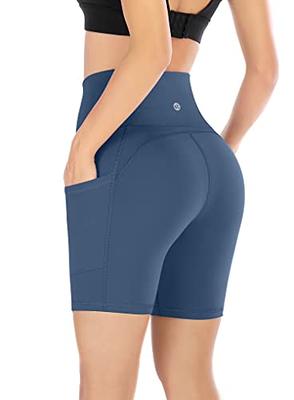 Ewedoos Biker Shorts Women Tummy Control Yoga Shorts with 3 Pockets High  Waisted Compression Shorts Gym Workout Running Gray at  Women's  Clothing store