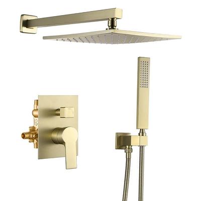 10 Inch Square Bathroom Shower Combo Set In Brushed Nickel