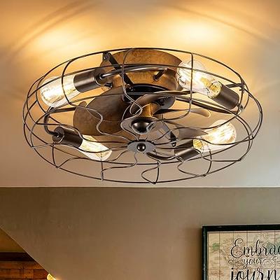 20-inch Modern 4-Light Metal Caged Ceiling Fan with Remote - Yahoo