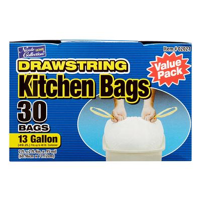 Nicole Home Collection Drawstring White Trash Bags, 13 Gal