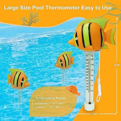 Floating Pool Thermometer, Large Size Easy Read for Water Temperature  Thermometers, Hot tub & Spa Thermometer with Solar Flame Lights,Pro Water