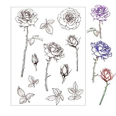 Flower Background Clear Stamps Leaves Rubber Stamps Wishing Words Silicone  Stamps Silicone Transparent Seal Stamps for Card Making Scrapbooking DIY  Crafting Decoration 