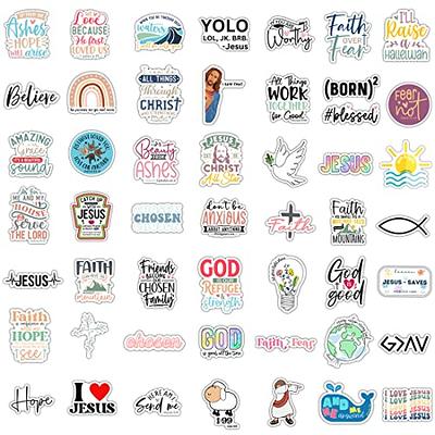 Jesus Christian Stickers Pack, Inspirational Faith Stickers Decals with Bible Verse Motivational Religious Stickers for Water Bottles, Laptop