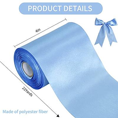 TONIFUL 4 Inch x 22Yards Wide Light Baby Blue Satin Ribbon Solid Fabric  Large Ribbon for