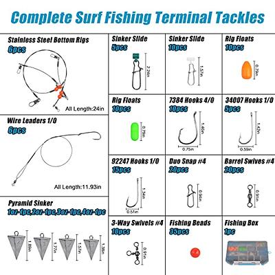 226pcs Saltwater Fishing Lures Surf Fishing Tackle Kit - Fishing Bait Rigs Fishing Hooks, Minnow, Bucktail Jig, Fishing Sinkers Weights, Fishing