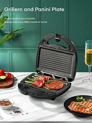 Ostba Sandwich Maker, Toaster and Electric Panini Press with Non-Stick Plates, LED Indicator Lights, Cool Touch Handle, Black