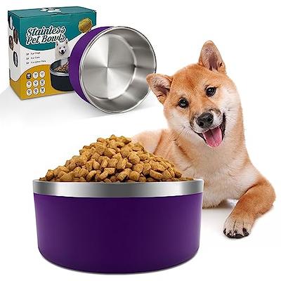 Elevated Large Dog Bowl Set - Raised Dog Food and Water Bowl with Non Slip  Stand - Heavy Weighted Double Ceramic Dog Feeding Bowls - Extra Wide Deep