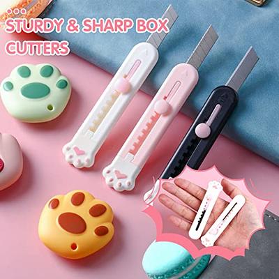 6 Pieces Cute Box Cutter Retractable Kawaii Knife Utility Kitty