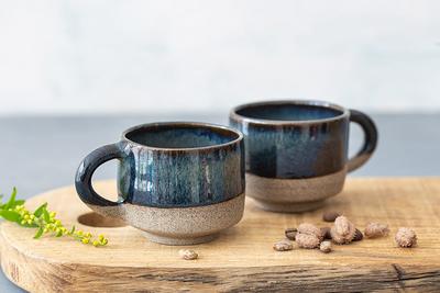 Purple Espresso Cups Set, Set of 2 Round Ceramic Espresso Cups