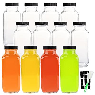 Juice Shot Bottles Set - Wide Mouth for Juicing, Beverage Storage, Liquids, 2 oz, Clear Glass with White Caps, Reusable, Leak Proof, Jars (8 Pack)