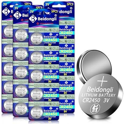 CR2450 Batteries, 3 Volt Lithium Coin Battery 10 Count, High Capacity and  Leak-Free Performance