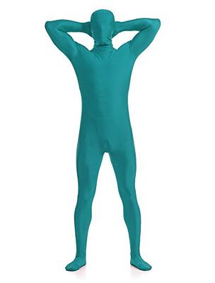 Mens Full Body Suit Patent Leather Hooded Jumpsuit Zipper Zentai