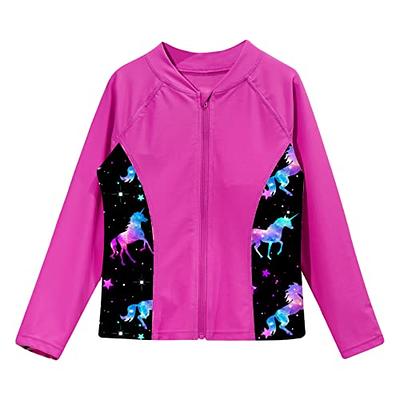 Sxiwei Kids Girls UPF 50+ Rash Guard Swim Shirt Long Sleeves Sun Protection  Sunsuit Zipper Top Hot Pink 6 Years - Yahoo Shopping