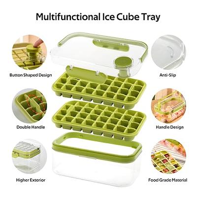 Cook with Color Ice Cube Tray with Lid and Bin - Easy Release Ice Container for Freezer with Push Button - Two 24 Ice Cube Tray for Small Ice Cubes