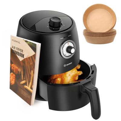 MOOSOO 2 qt. Black Air Fryer for 1-2 People with Timer