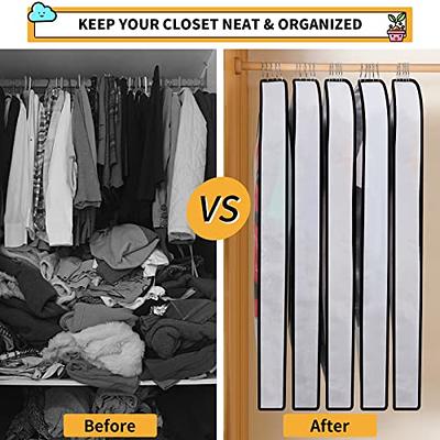 40 Garment Bags for Travel, Suits Bag with 4 Gusset for Hanging Clothes  Closet Organizer Storage Protector Cover Clear Moth Dust Proof Breathable