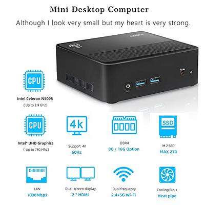 KOOSMILE Mini Pc Windows 11 Pro Intel N5095 (Up to 2.9 GHz),Mini