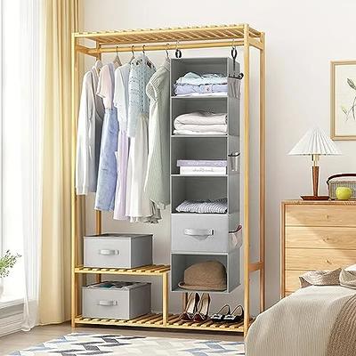 MAX Houser 6 Tier Shelf Hanging Closet Organizer, Closet Hanging Shelf with  2 Sturdy Hooks for Storage, Foldable (Grey)