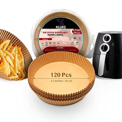 KLURZ 120pcs Air Fryer Liners Disposable Paper - 6.3inch Airfryer Liner for Fryer  Basket (Fit 2