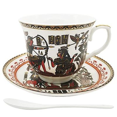  Coffee Mug Ceramic Coffee Cups, 6 Oz Cups and Saucers, 6  Spoons, 1 Coffee Pot, 1 Milk Jug, 1 Sugar Bowl, with Coffee Rack (A) (A) :  Home & Kitchen