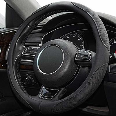 Leather Car Steering Wheel Cover Breathable Anti-slip Black Blue Car  Accessories