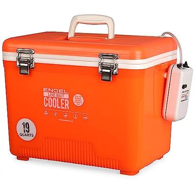 Engel 19qt Live Bait Cooler Box with 2nd Gen 2-Speed Portable Aerator Pump. Fishing  Bait Station and Minnow Bucket for Shrimp, Minnows, and Other Live Bait -  ENGLBC19-N-OHV in Orange High-Visibility 