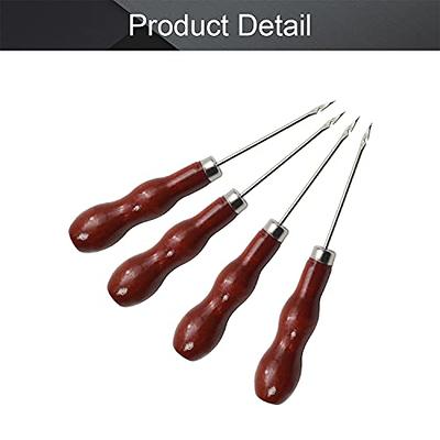 4 In 1 Leather Stitching Awl Wooden Handle Sewing Awl Hole Punch Tool For Leather  Sewing