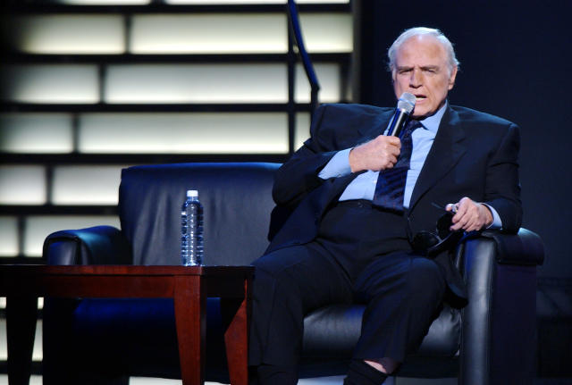 Marlon Brando during Michael Jackson's 30th Anniversary Celebration - Show at Madison Square Garden in New York, New York, United States. (Photo by KMazur/WireImage)