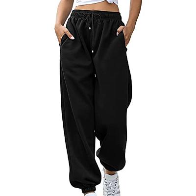 Sweatpants Women Tummy Control Soft Pants Yoga Joggers High Waisted  Sweatpants Y2K Lounge Trousers with Pockets
