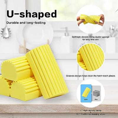 Fikoksol 4pcs Damp Dusting Sponge Yellow, Household Clean Sponges